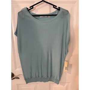 Cyrus Azurine Knit Top Short Sleeve Crew Neck Casual‎ Blouse Blue M